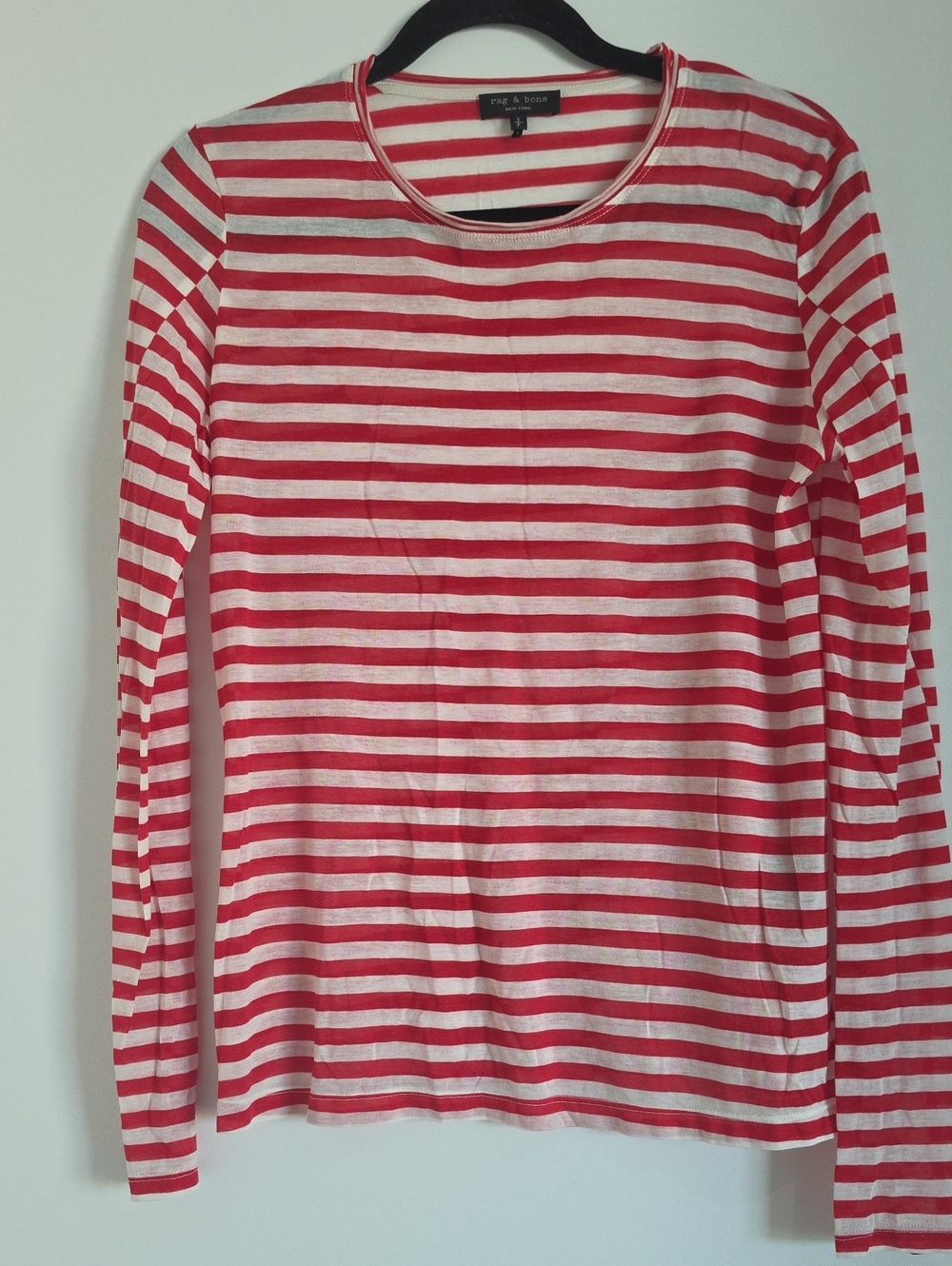 rag & bone Red and White Striped Long-Sleeve Tee